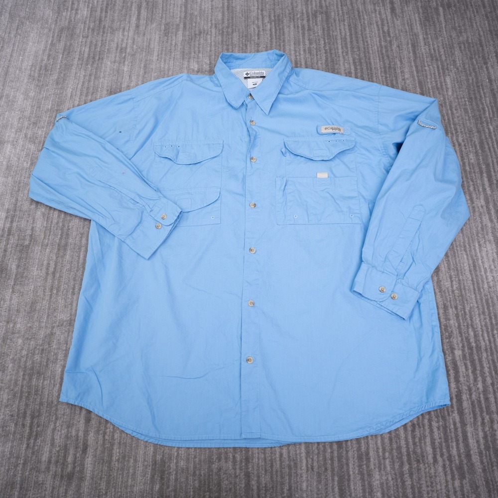 Columbia PFG Fishing Shirt Mens XL Blue Excellent Long Sleeve Bahama II FM7120